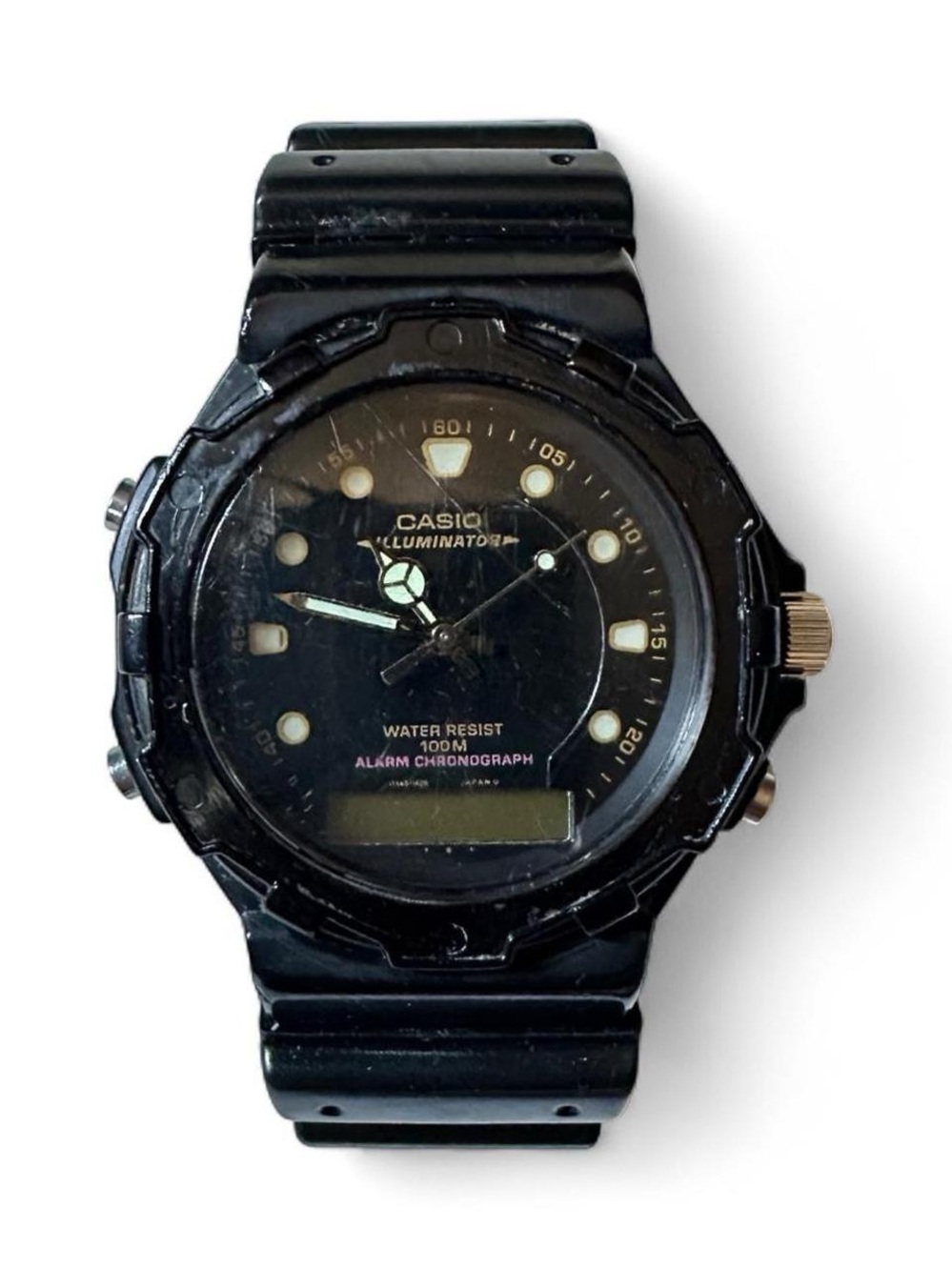 Vintage Casio Illuminator Black Water-Resistant Sport Watch